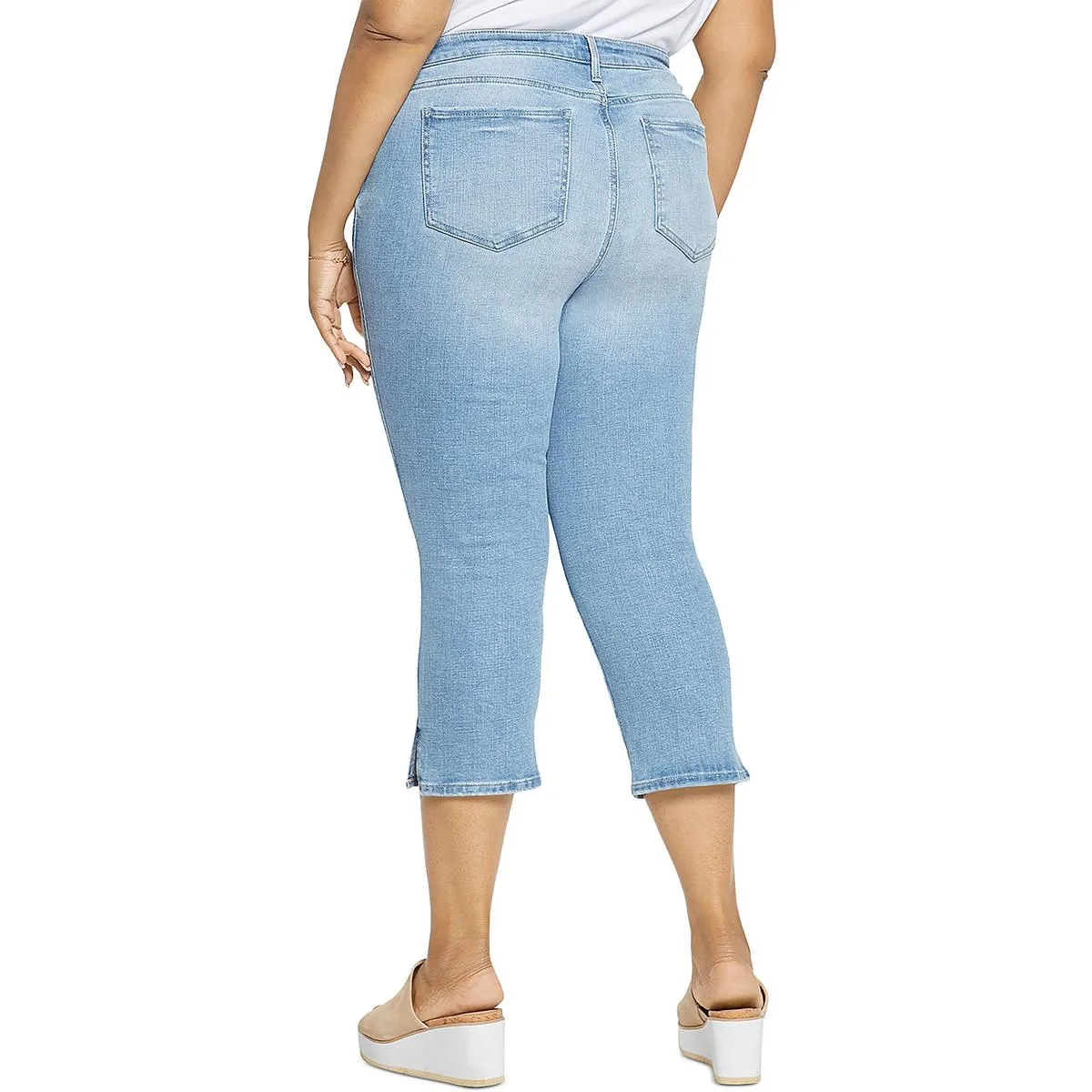 NYDJ Womens Plus Chloe Side Slit Cropped Capri Jeans