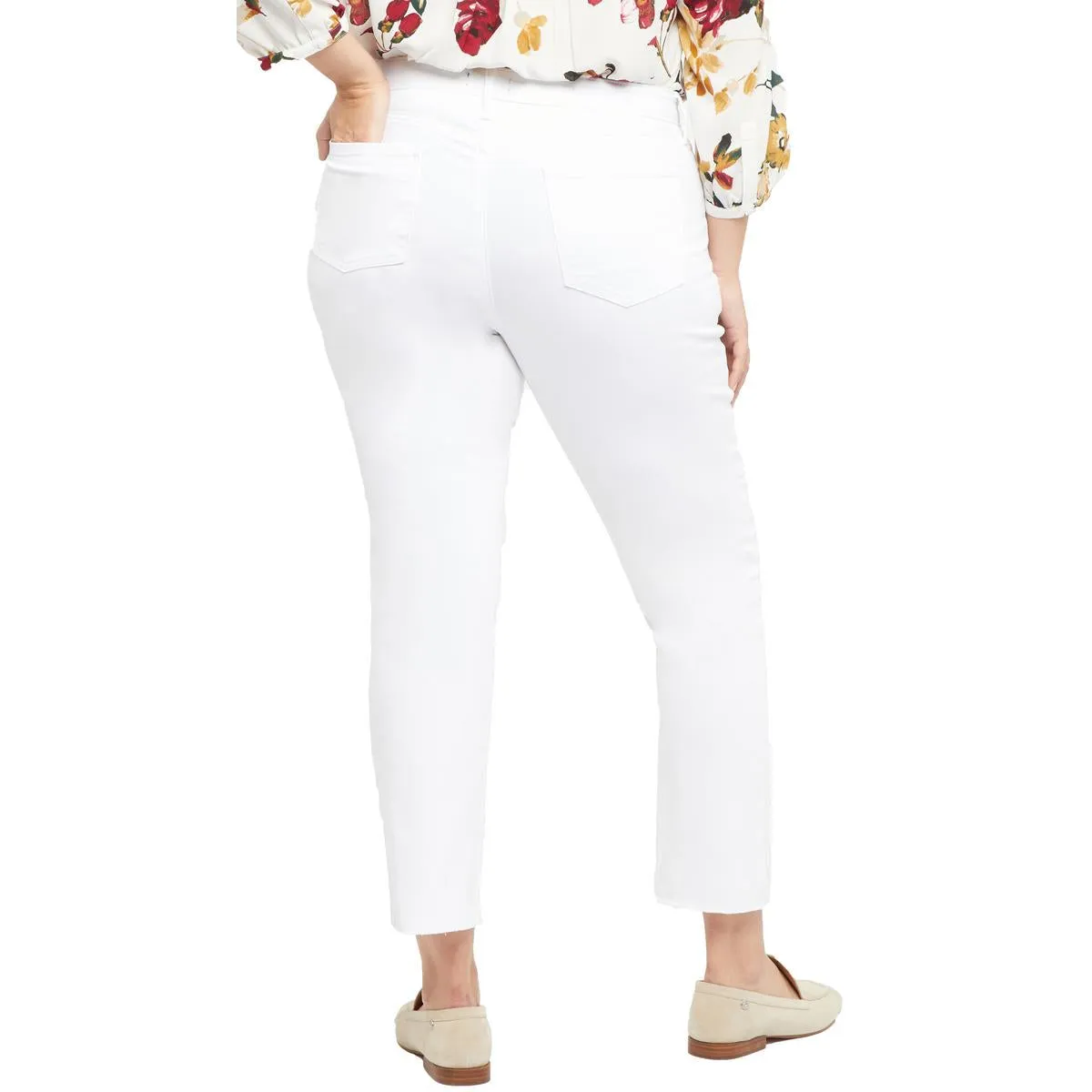 NYDJ Womens Plus Sheri Frayed Hem Denim Slim Jeans