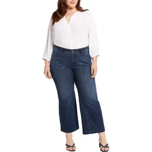 NYDJ Womens Plus Teresa Stretch Denim Wide Leg Jeans