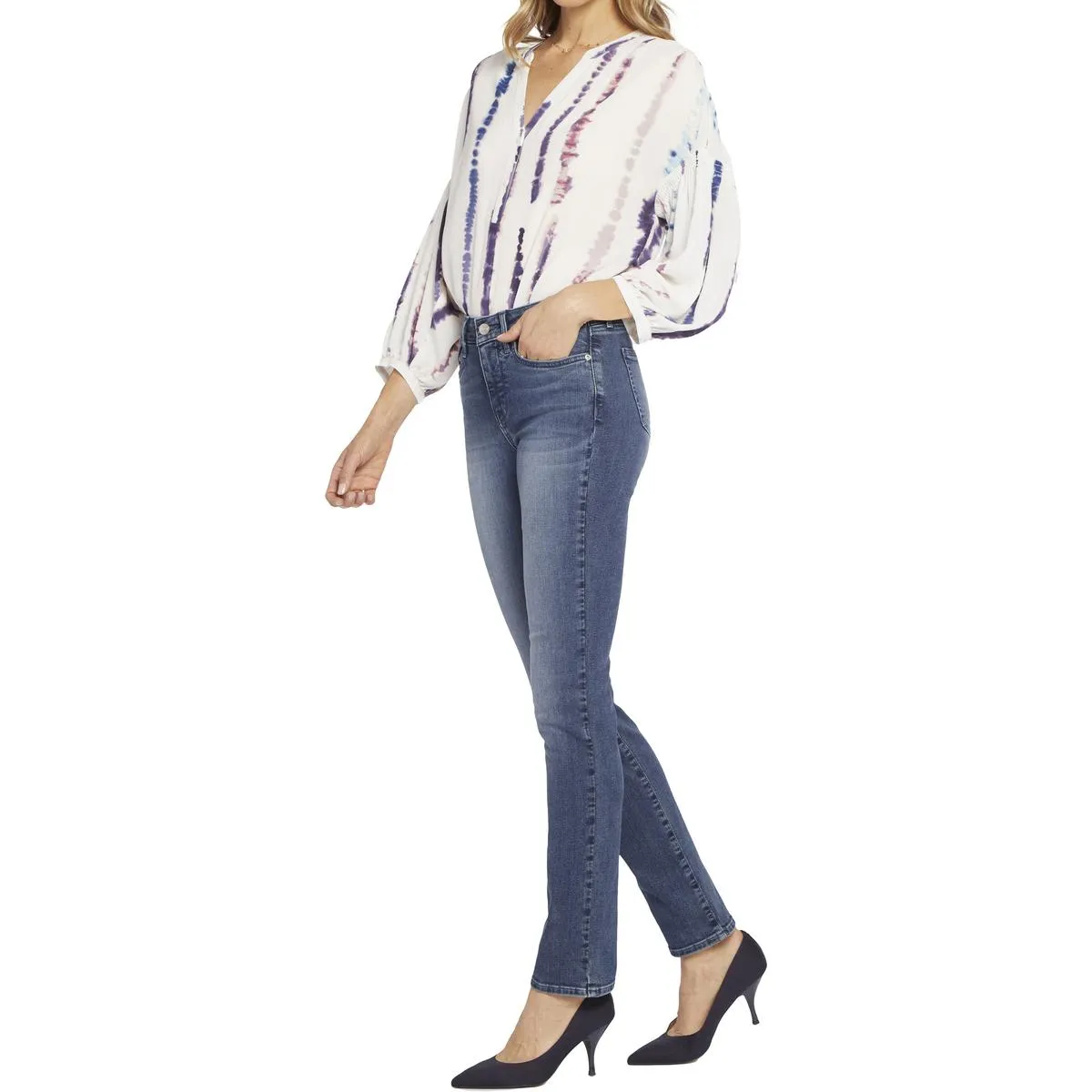 NYDJ Womens Sheri Mid-Rise Denim Slim Jeans
