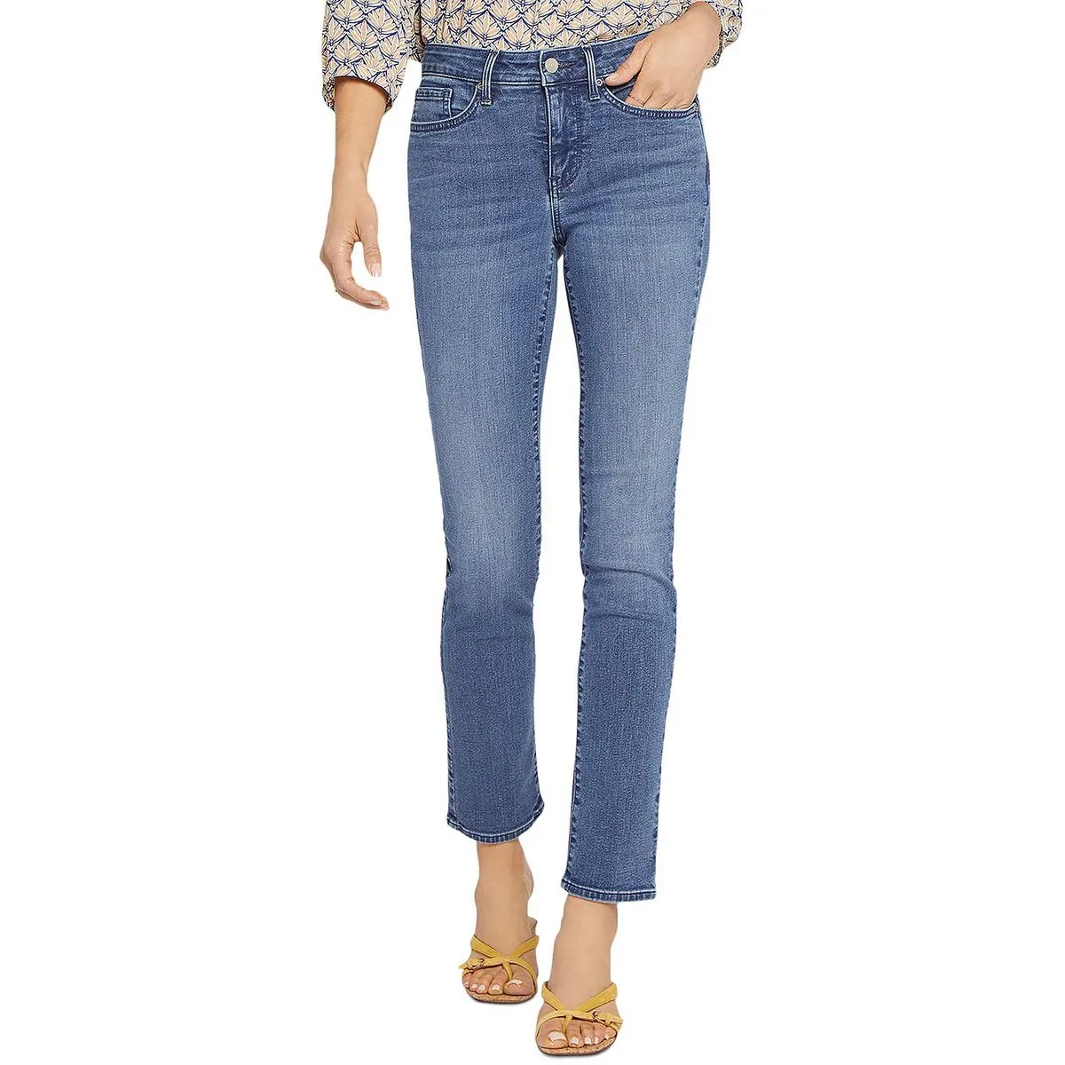NYDJ Womens Sheri Mid-Rise Denim Slim Jeans