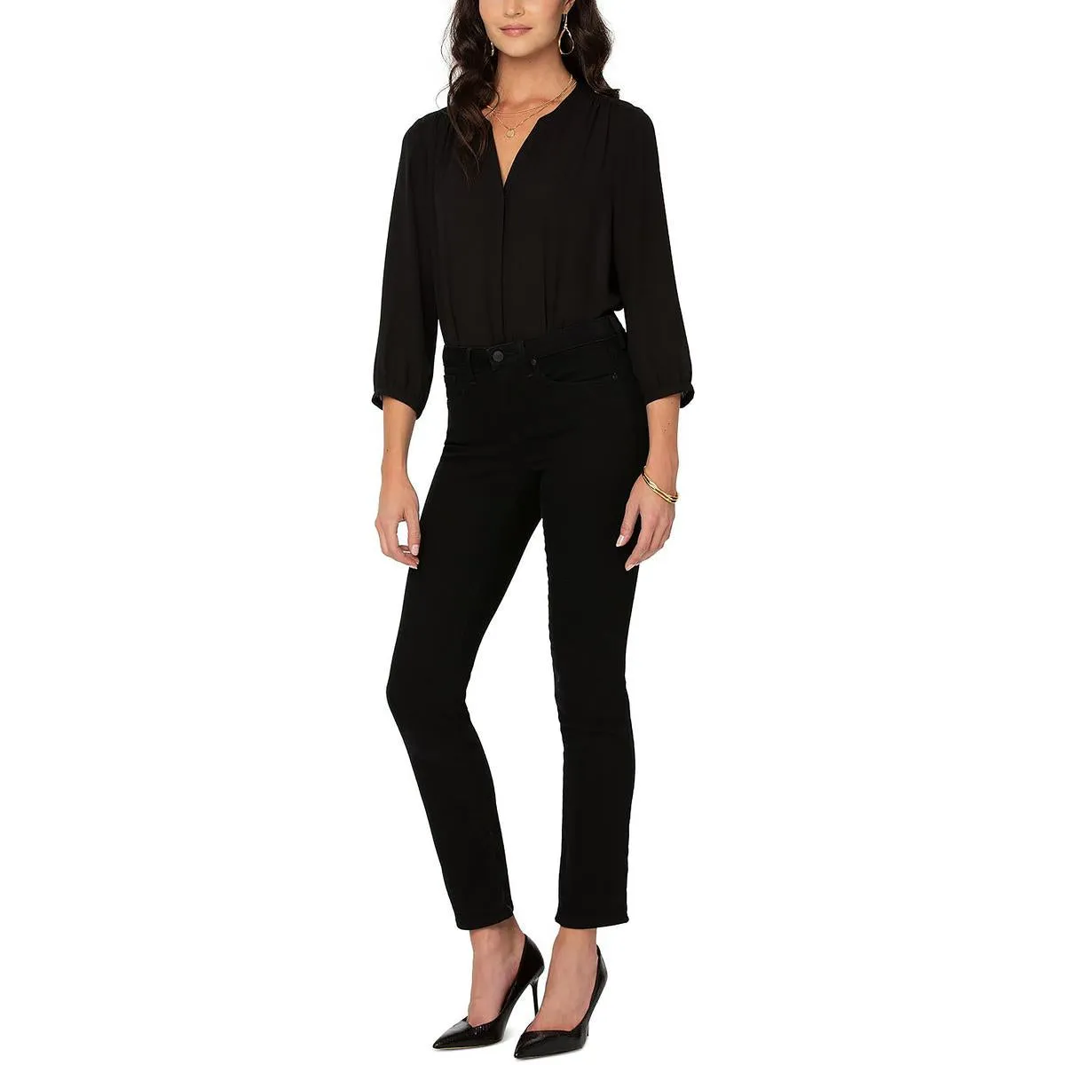 NYDJ Womens Sheri Tummy Slimming High Rise Slim Jeans