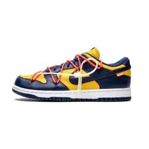 Off White x Nike Dunk Low Leather University Gold MIdnight Navy Michigan Nike Dunk