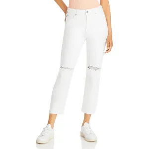 Paige Womens Stella Denim Raw Hem Cropped Jeans