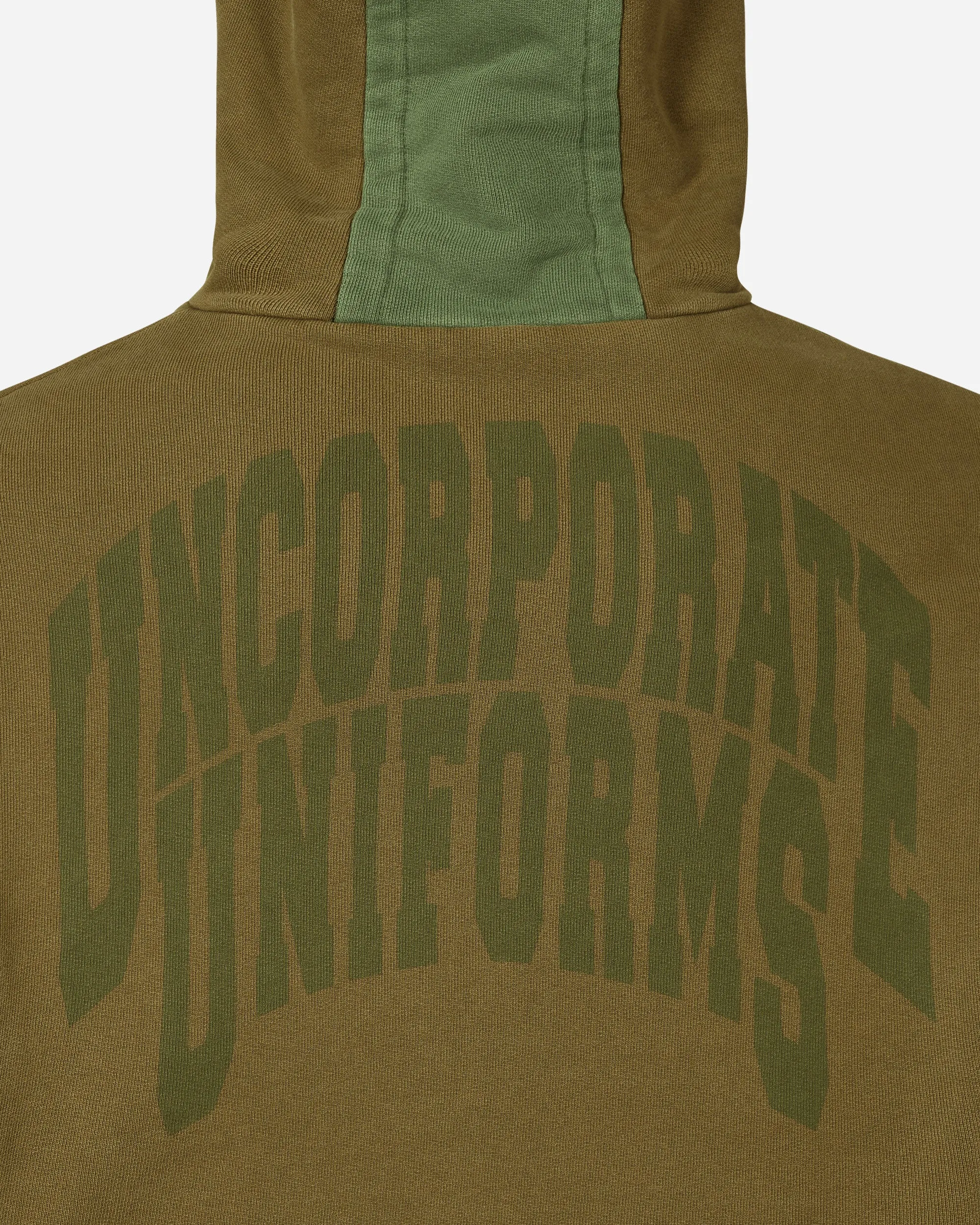 Panel Hooded Sweatshirt Green / Brown