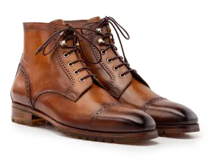 Paul Parkman Shoes Paul Parkman Men's Burnished Leather Cap Toe Boots in Brown