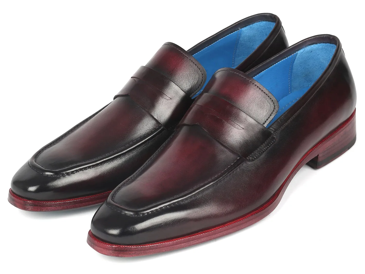 Paul Parkman Shoes Paul Parkman Men's Burnished Penny Loafers in Purple