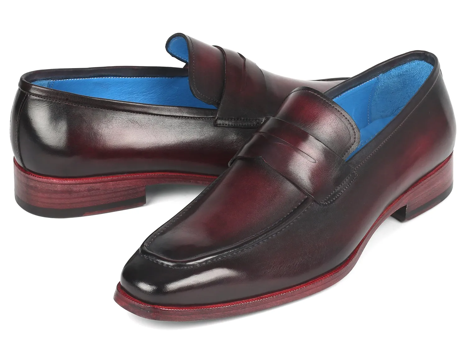 Paul Parkman Shoes Paul Parkman Men's Burnished Penny Loafers in Purple