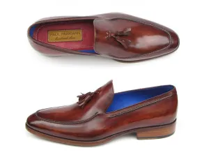 Paul Parkman Shoes Paul Parkman Men's Hand-Painted Leather Tassel Loafers in Brown