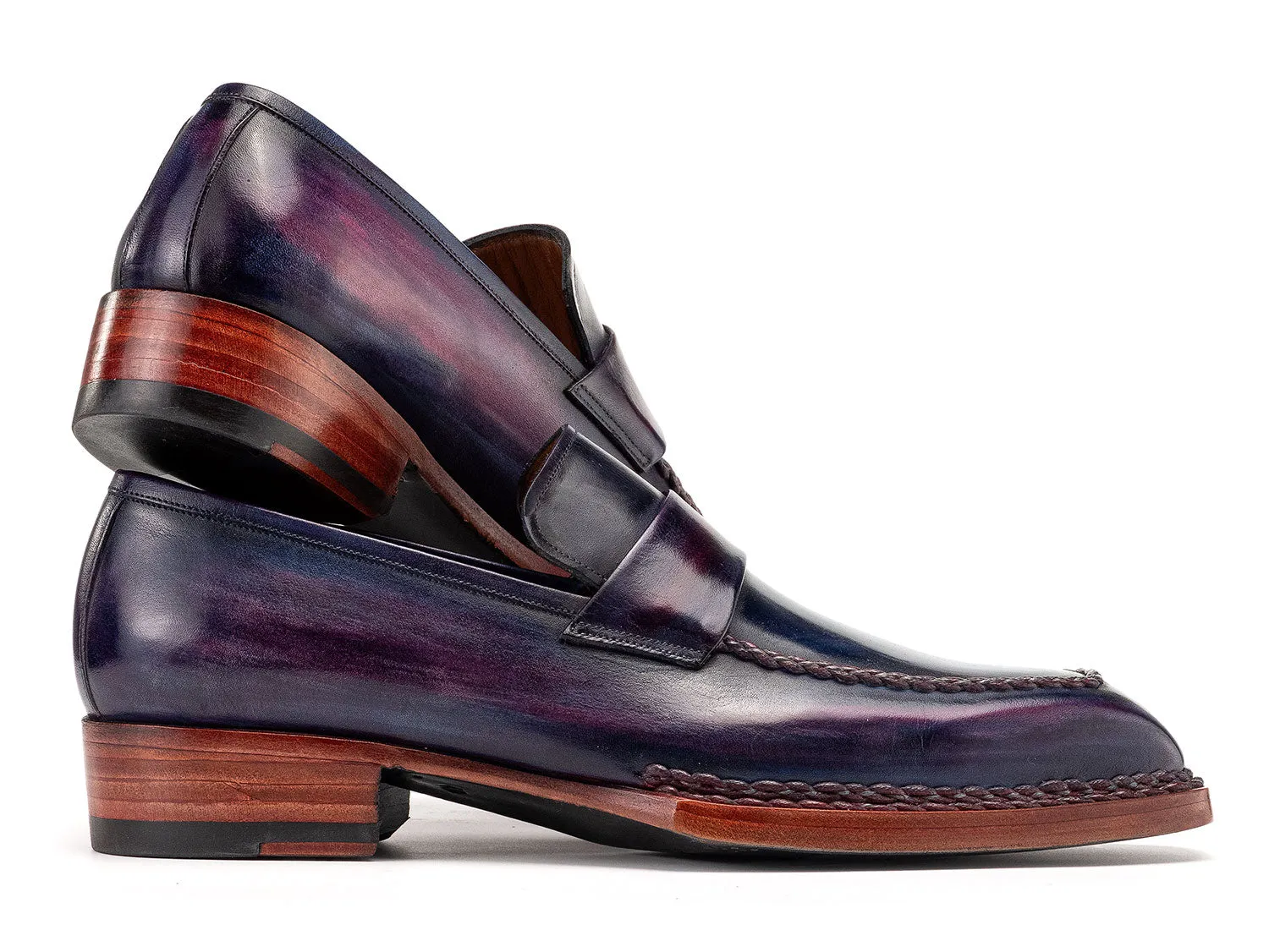 Paul Parkman Shoes Paul Parkman Men's Norwegian Welted Loafers in Purple Patina