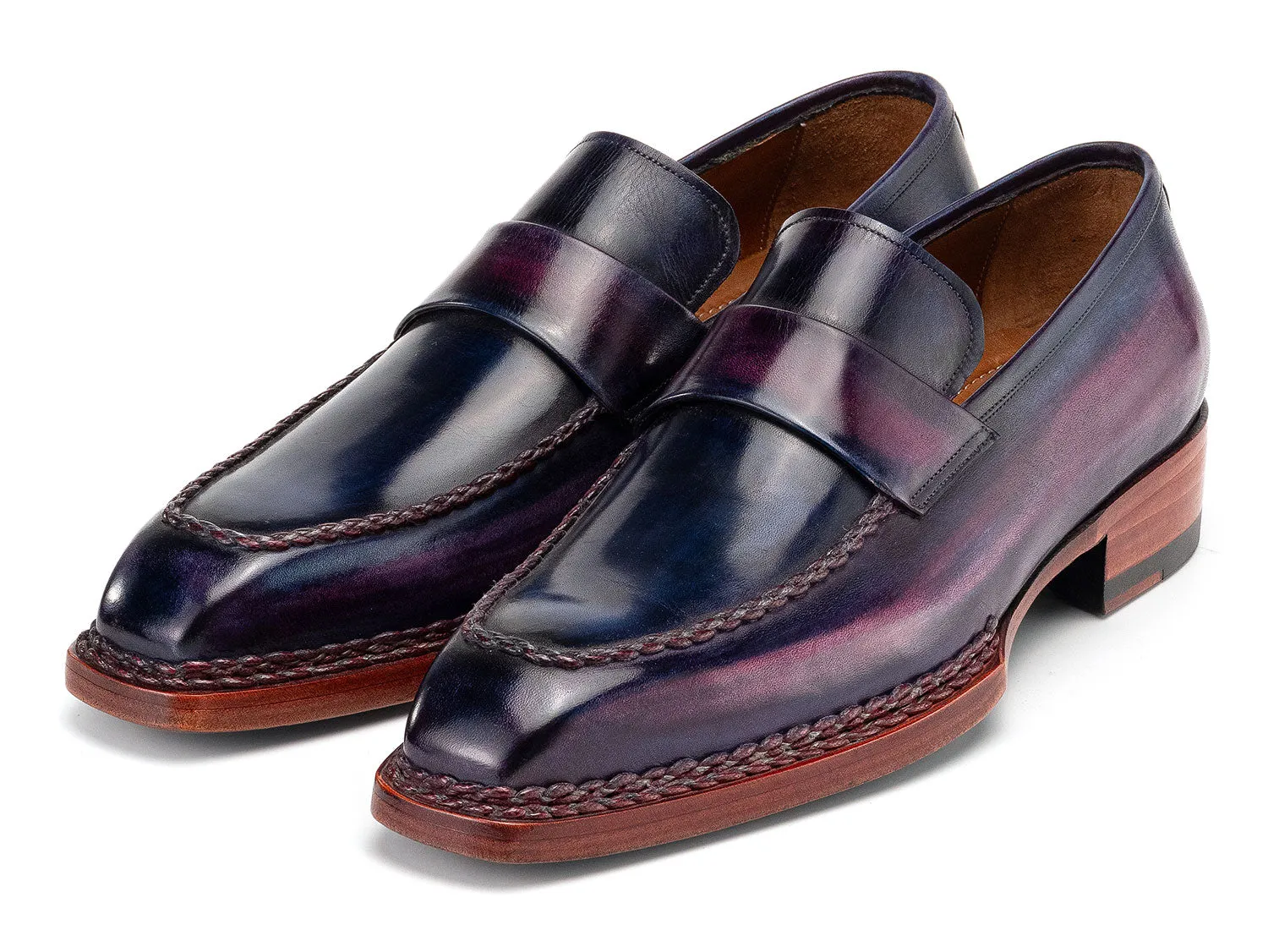 Paul Parkman Shoes Paul Parkman Men's Norwegian Welted Loafers in Purple Patina