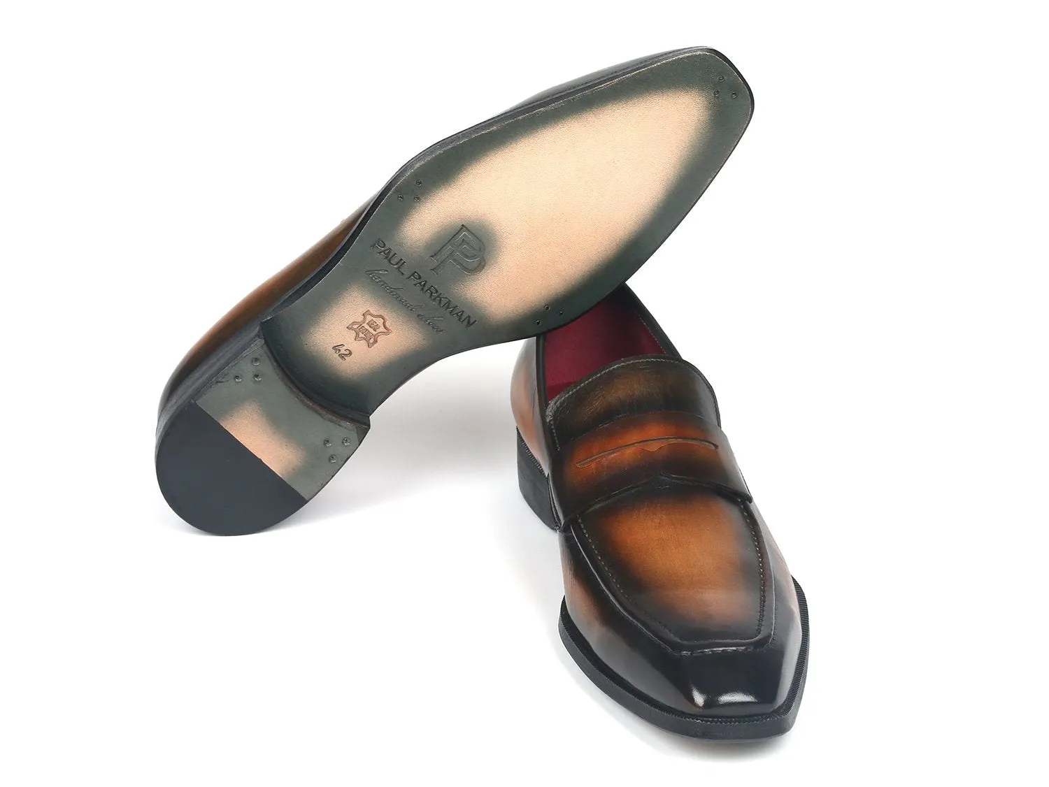 Paul Parkman Shoes Paul Parkman Men's Penny Loafers in Olive Brown