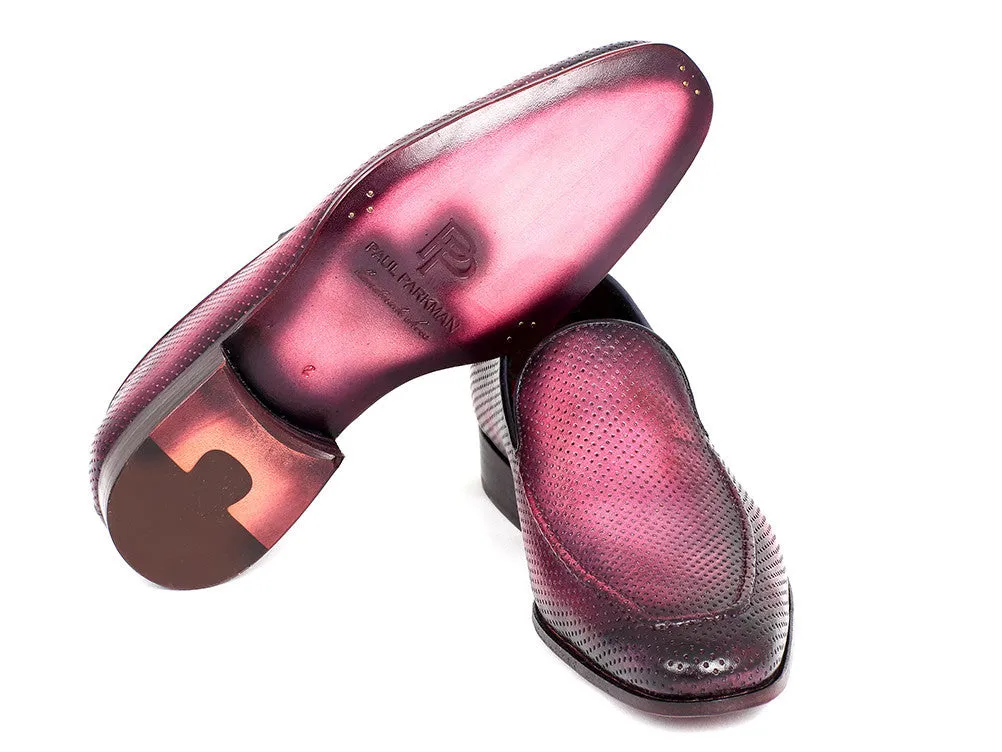 Paul Parkman Shoes Paul Parkman Men's Perforated Leather Loafers in Purple