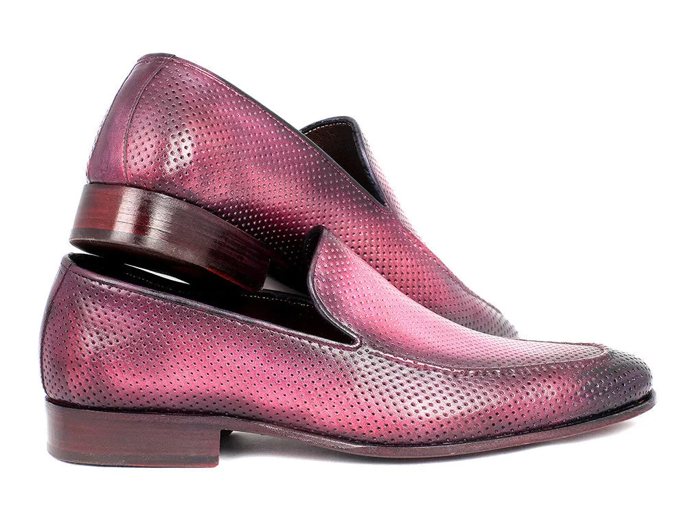 Paul Parkman Shoes Paul Parkman Men's Perforated Leather Loafers in Purple