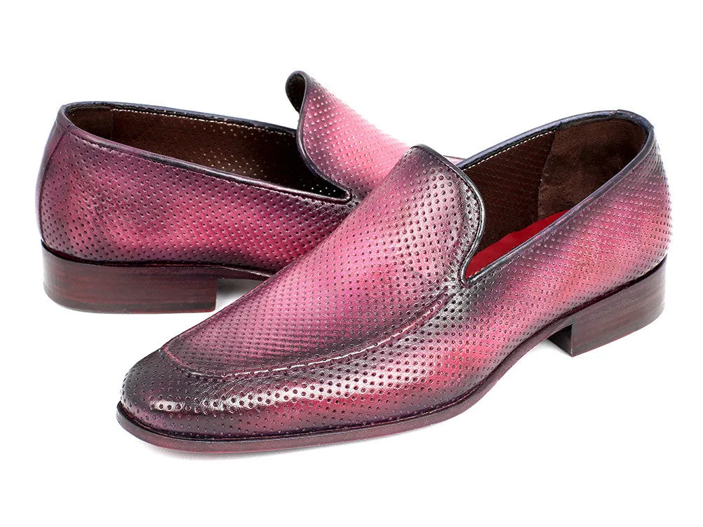 Paul Parkman Shoes Paul Parkman Men's Perforated Leather Loafers in Purple