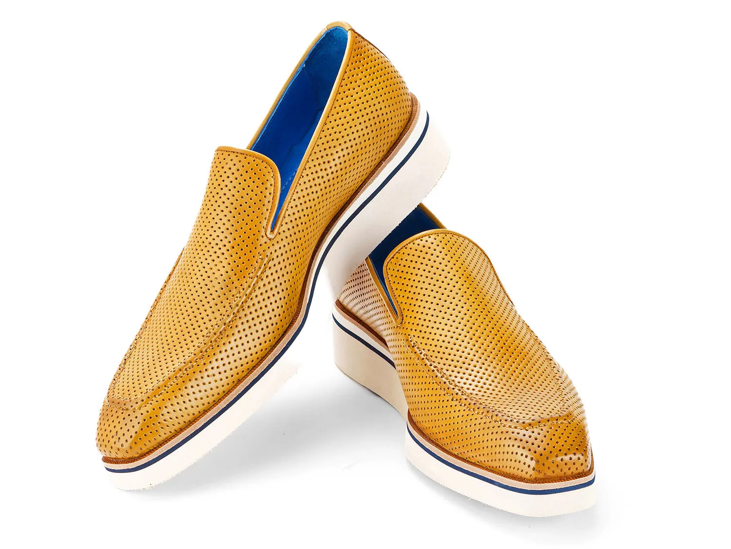 Paul Parkman Shoes Paul Parkman Men's Smart Casual Perforated Leather Loafers in Beige