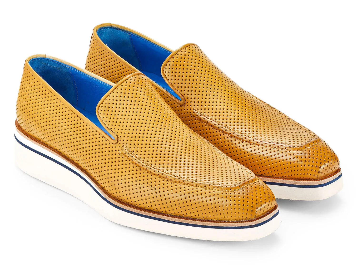 Paul Parkman Shoes Paul Parkman Men's Smart Casual Perforated Leather Loafers in Beige