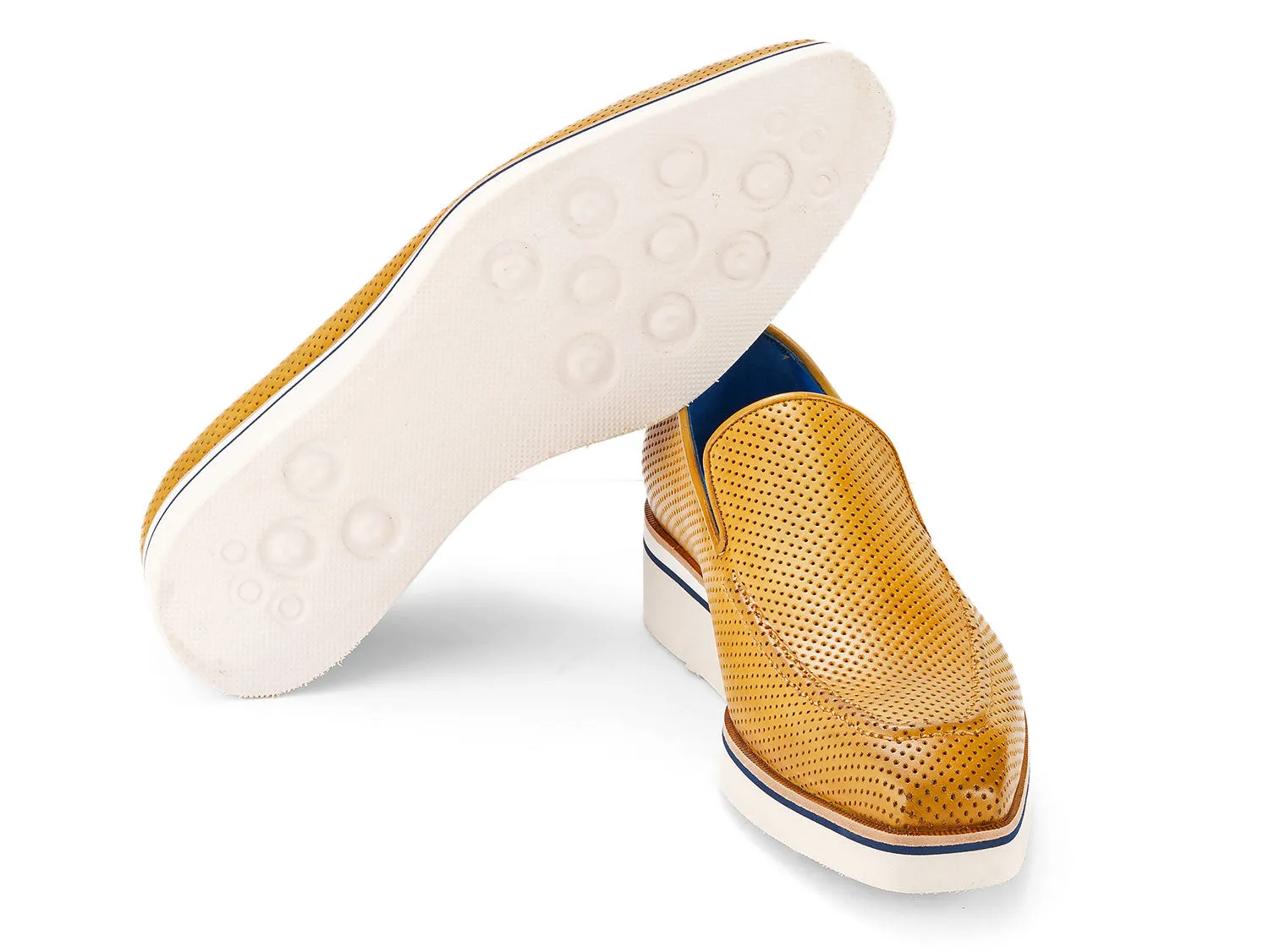 Paul Parkman Shoes Paul Parkman Men's Smart Casual Perforated Leather Loafers in Beige