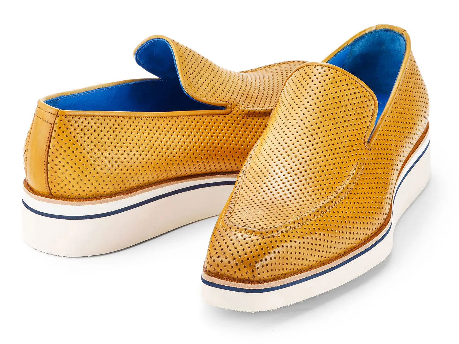 Paul Parkman Shoes Paul Parkman Men's Smart Casual Perforated Leather Loafers in Beige