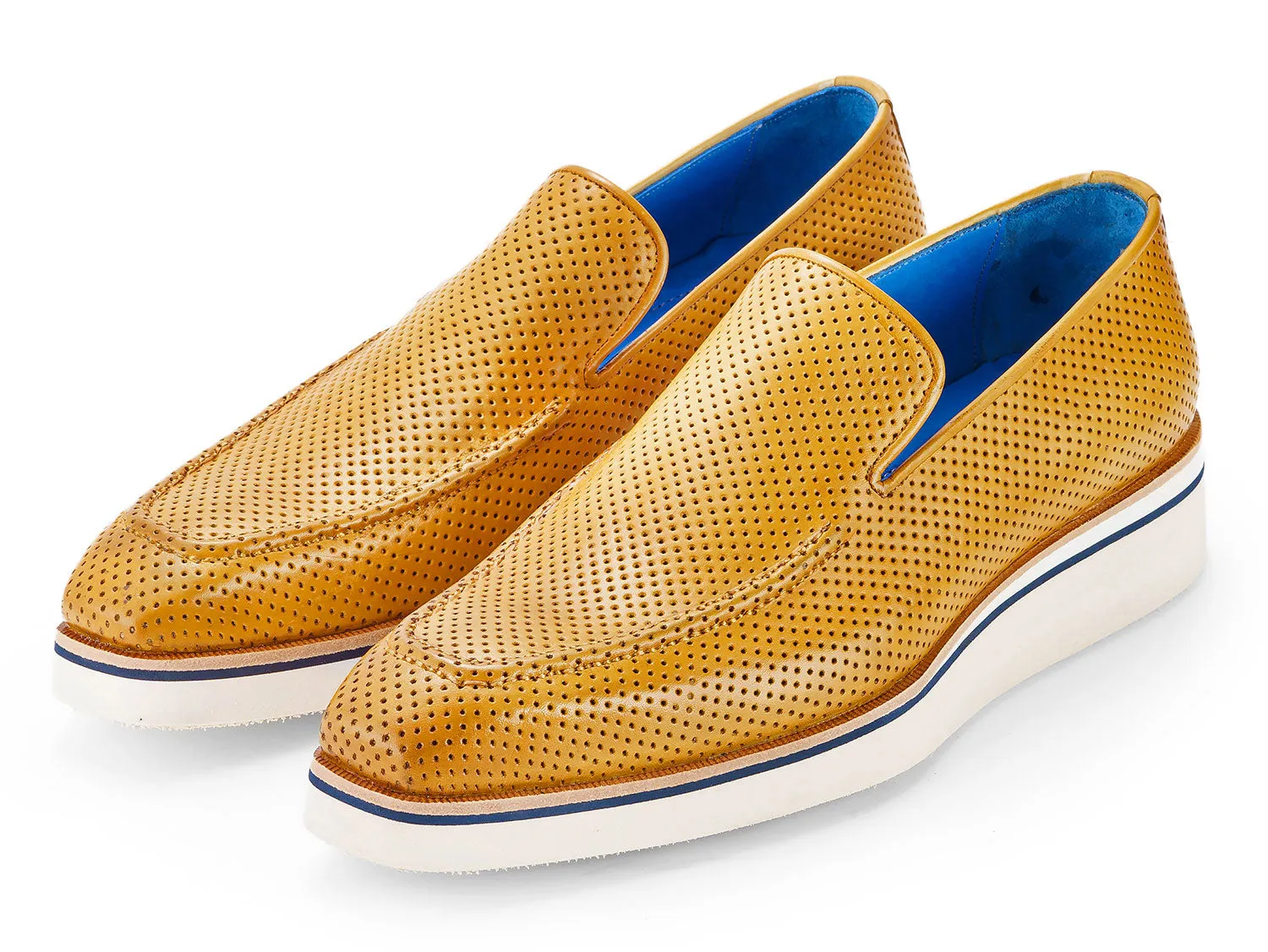 Paul Parkman Shoes Paul Parkman Men's Smart Casual Perforated Leather Loafers in Beige