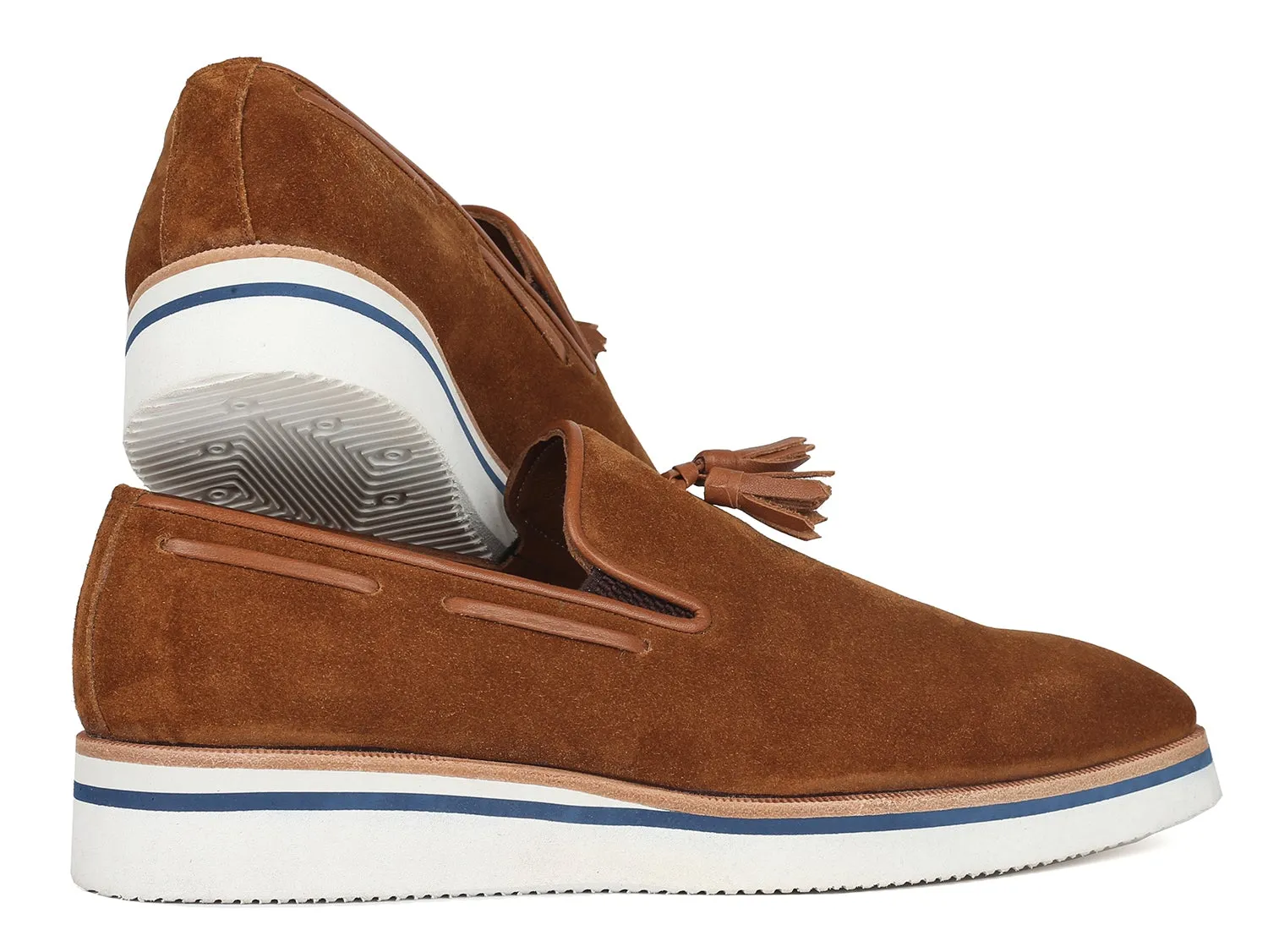 Paul Parkman Shoes Paul Parkman Men's Smart Casual Tassel Loafers in Camel Suede