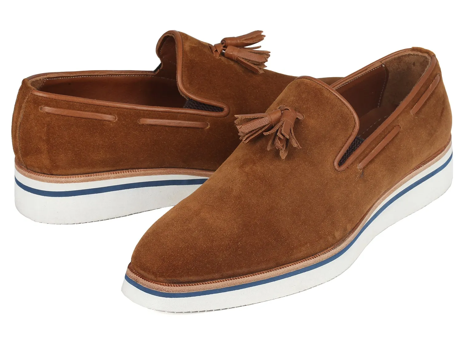 Paul Parkman Shoes Paul Parkman Men's Smart Casual Tassel Loafers in Camel Suede