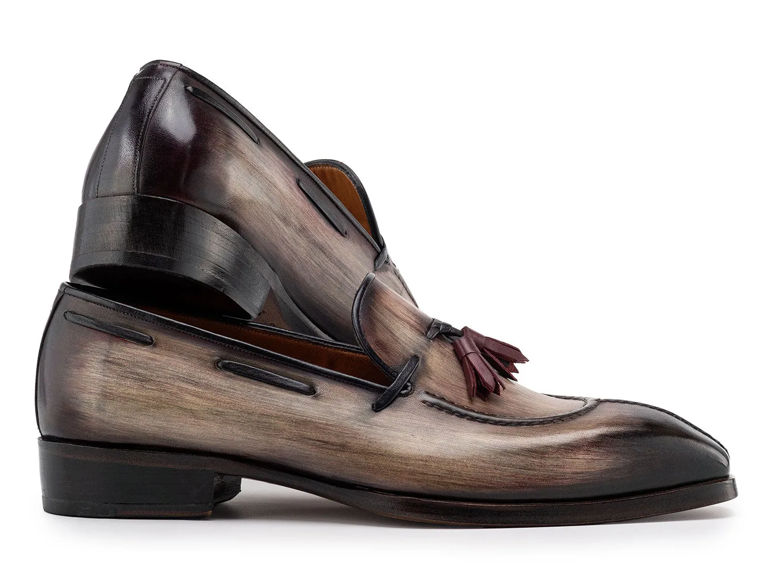 Paul Parkman Shoes Paul Parkman Men's Split Toe Patina Leather Tassel Loafers in Brown