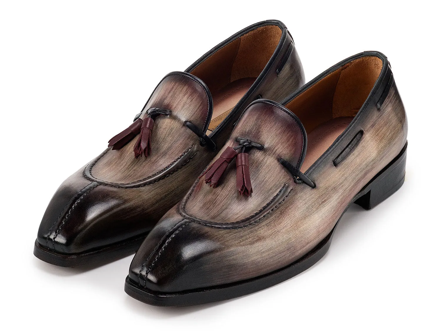 Paul Parkman Shoes Paul Parkman Men's Split Toe Patina Leather Tassel Loafers in Brown