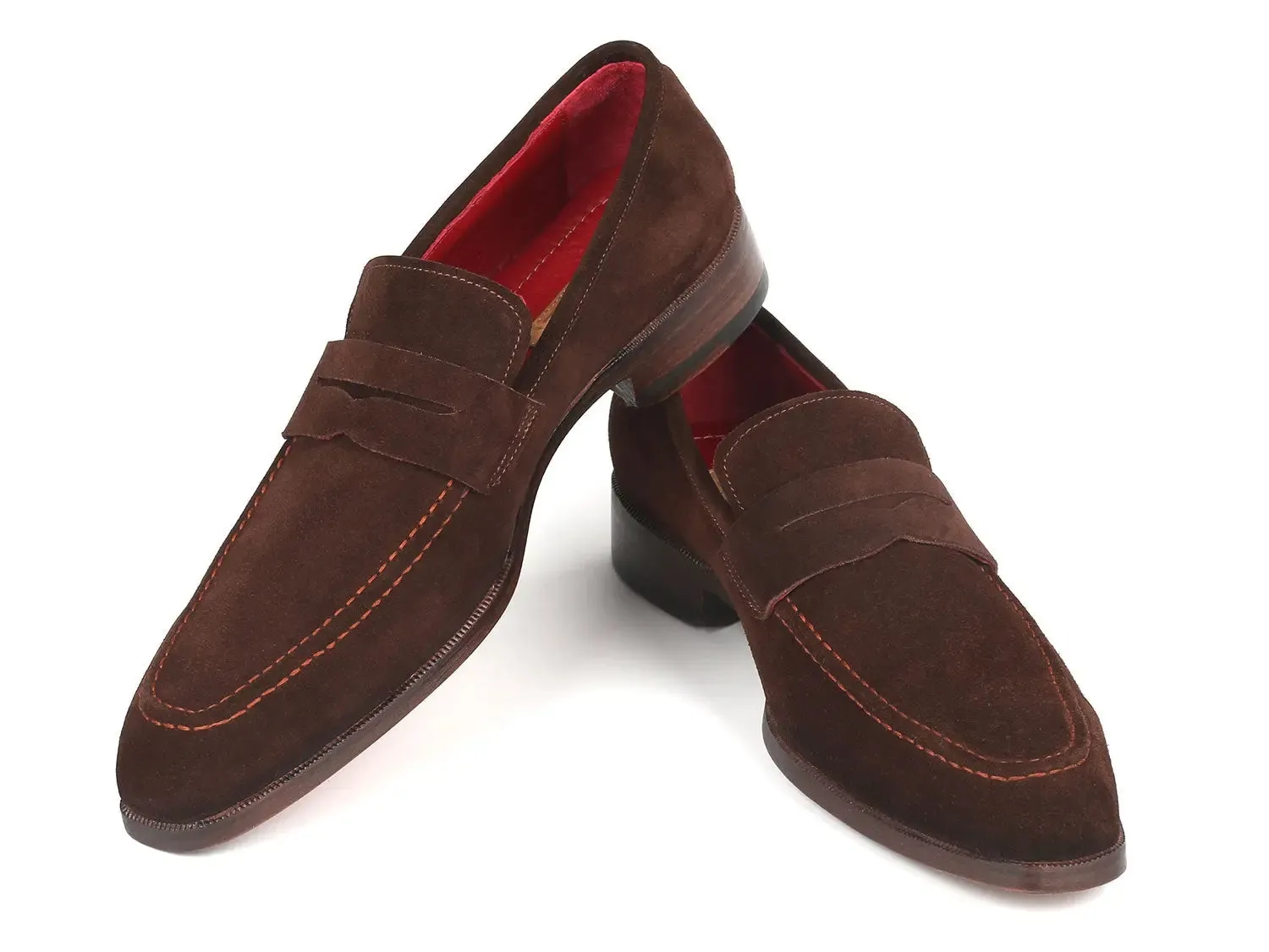 Paul Parkman Shoes Paul Parkman Men's Suede Penny Loafers in Brown
