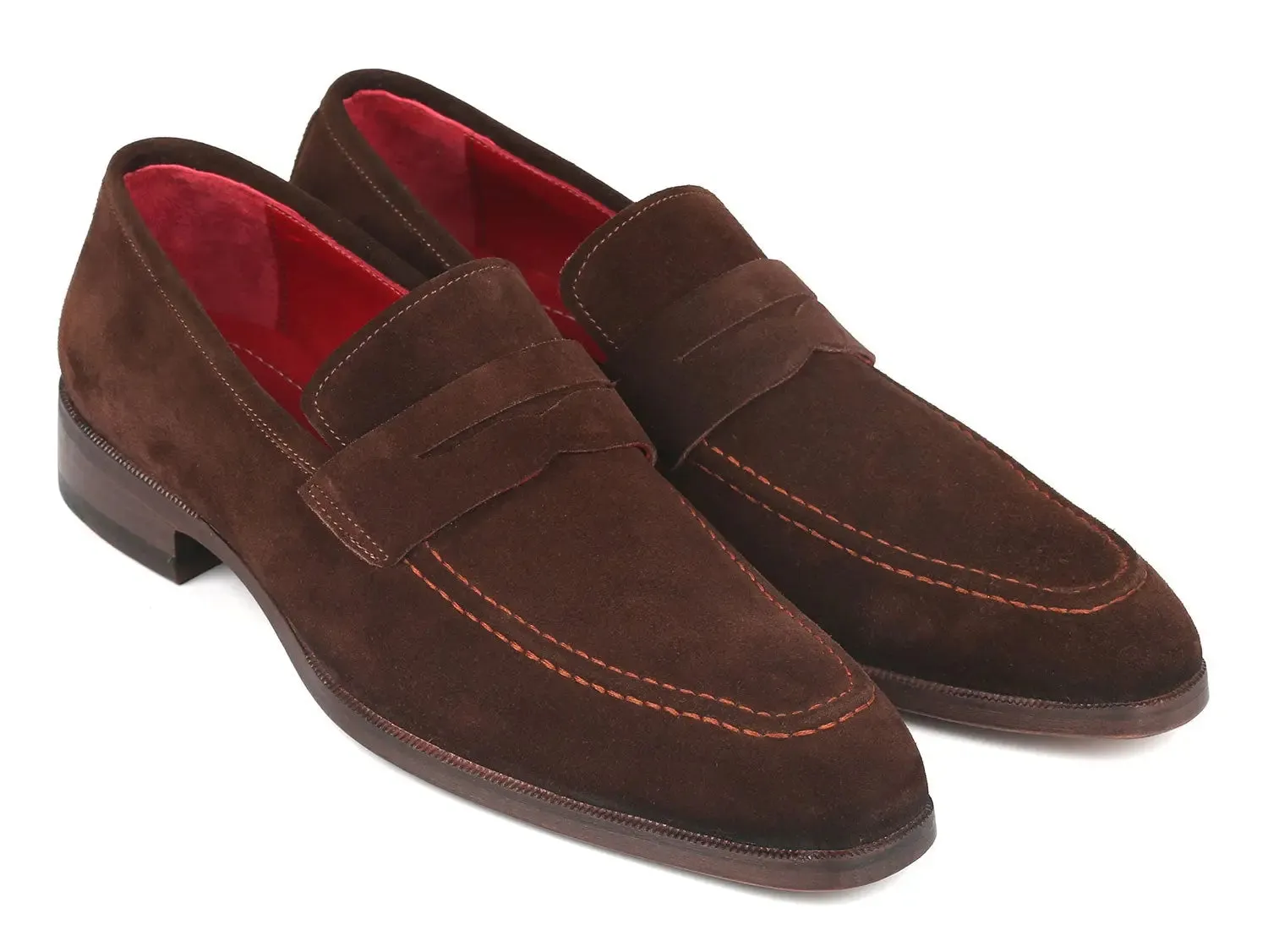 Paul Parkman Shoes Paul Parkman Men's Suede Penny Loafers in Brown