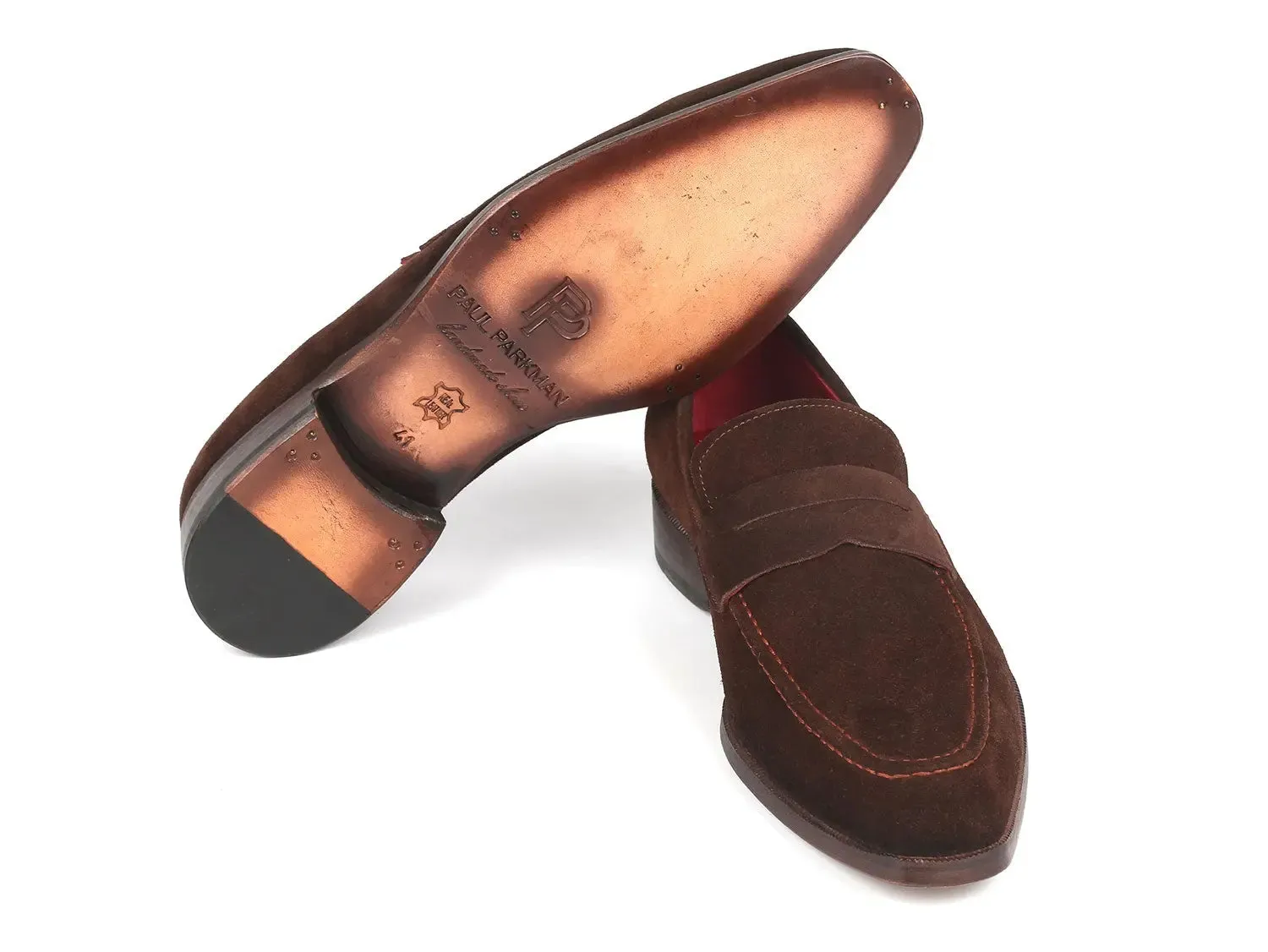 Paul Parkman Shoes Paul Parkman Men's Suede Penny Loafers in Brown