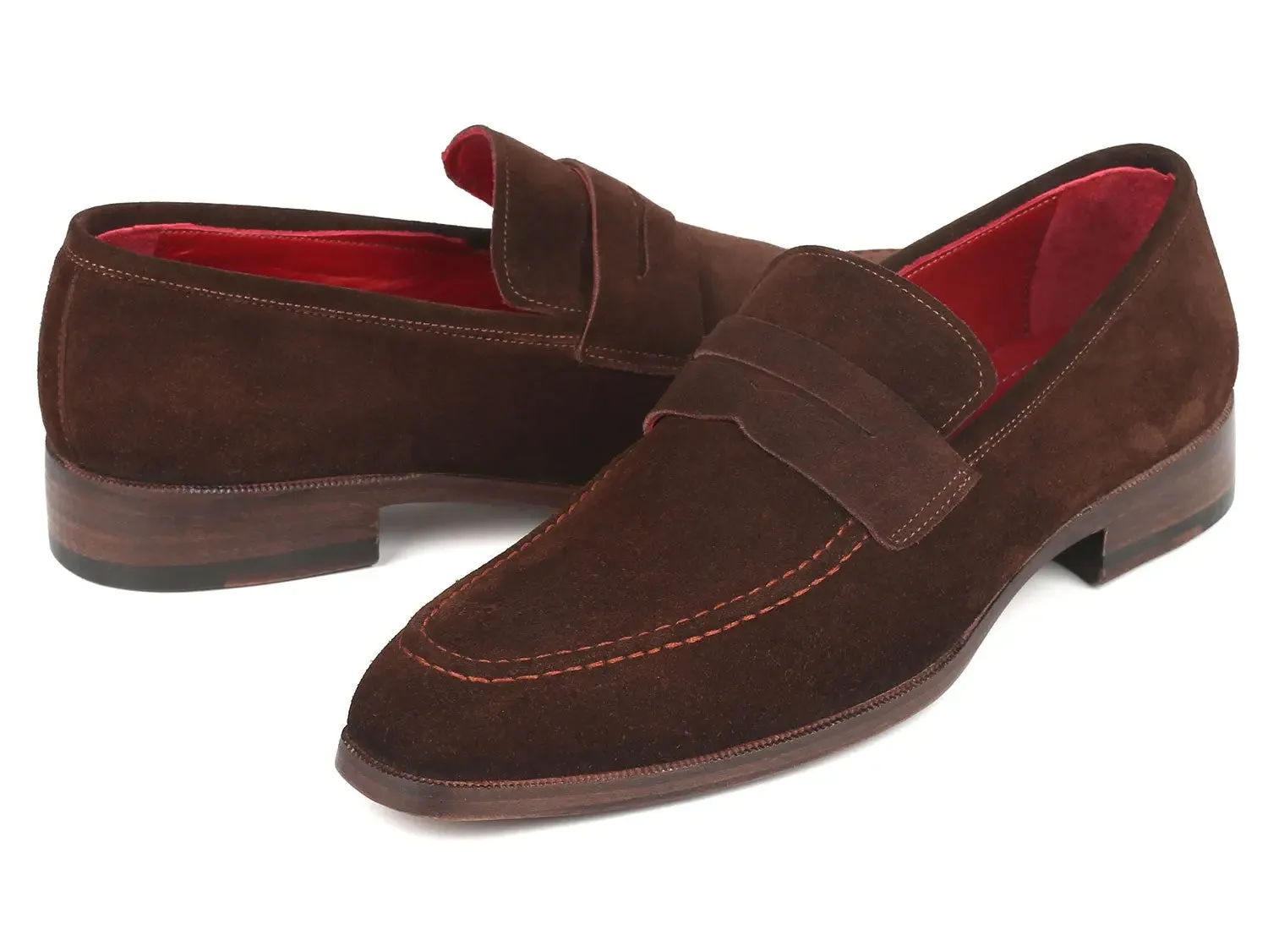 Paul Parkman Shoes Paul Parkman Men's Suede Penny Loafers in Brown