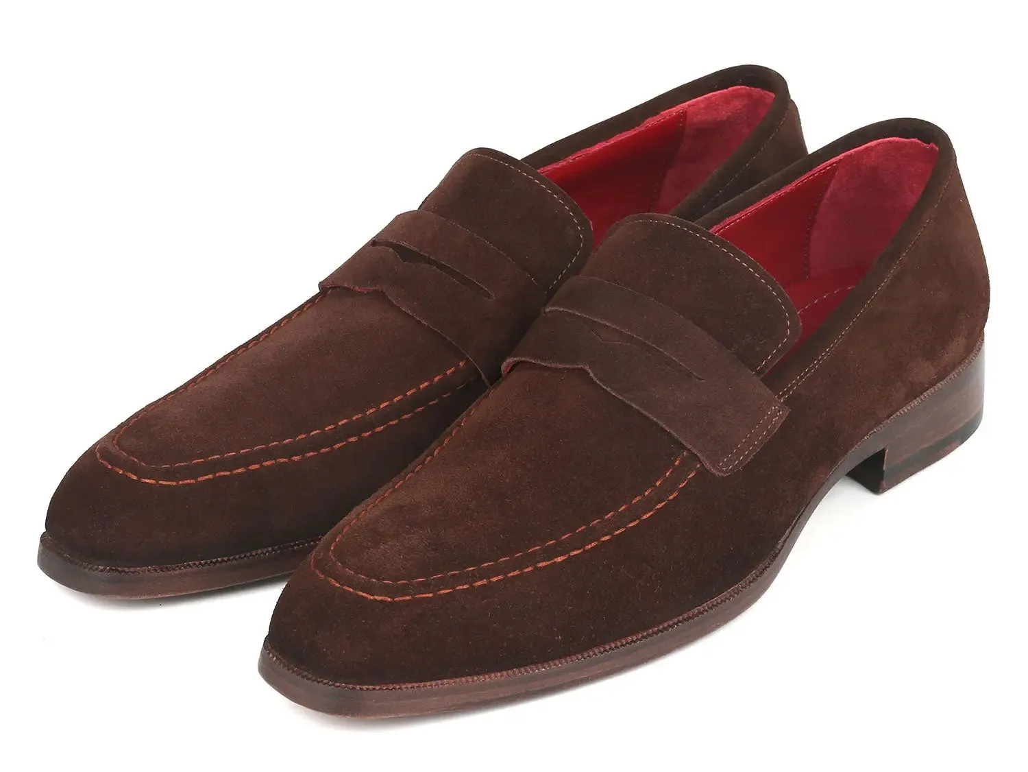 Paul Parkman Shoes Paul Parkman Men's Suede Penny Loafers in Brown