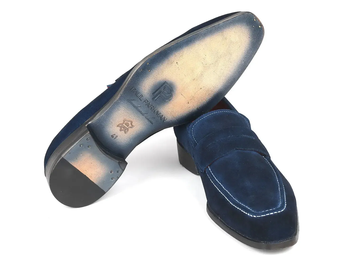 Paul Parkman Shoes Paul Parkman Men's Suede Penny Loafers in Navy