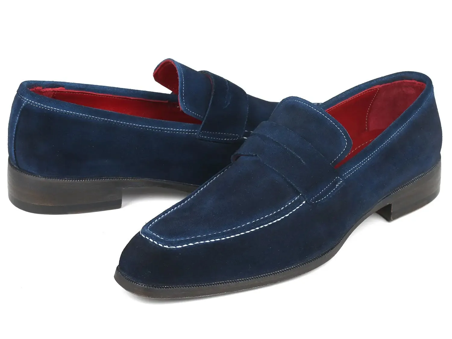 Paul Parkman Shoes Paul Parkman Men's Suede Penny Loafers in Navy