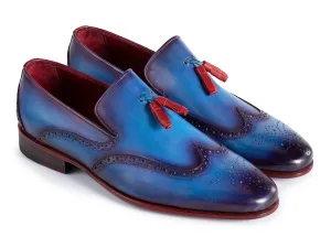 Paul Parkman Shoes Paul Parkman Men's Wingtip Leather Tassel Loafers in Blue