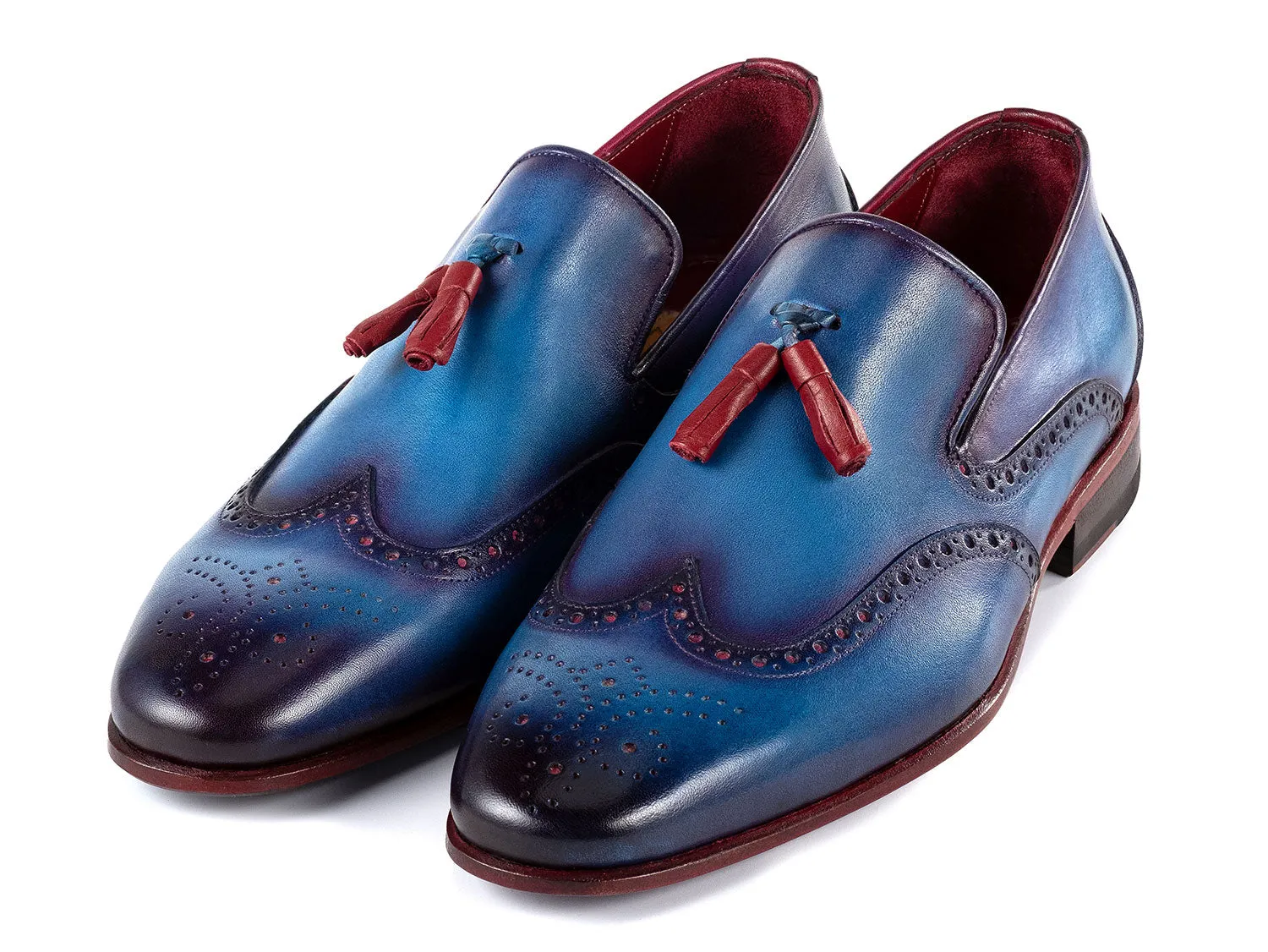 Paul Parkman Shoes Paul Parkman Men's Wingtip Leather Tassel Loafers in Blue