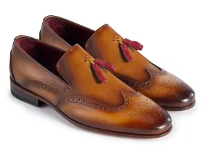 Paul Parkman Shoes Paul Parkman Men's Wingtip Leather Tassel Loafers in Brown