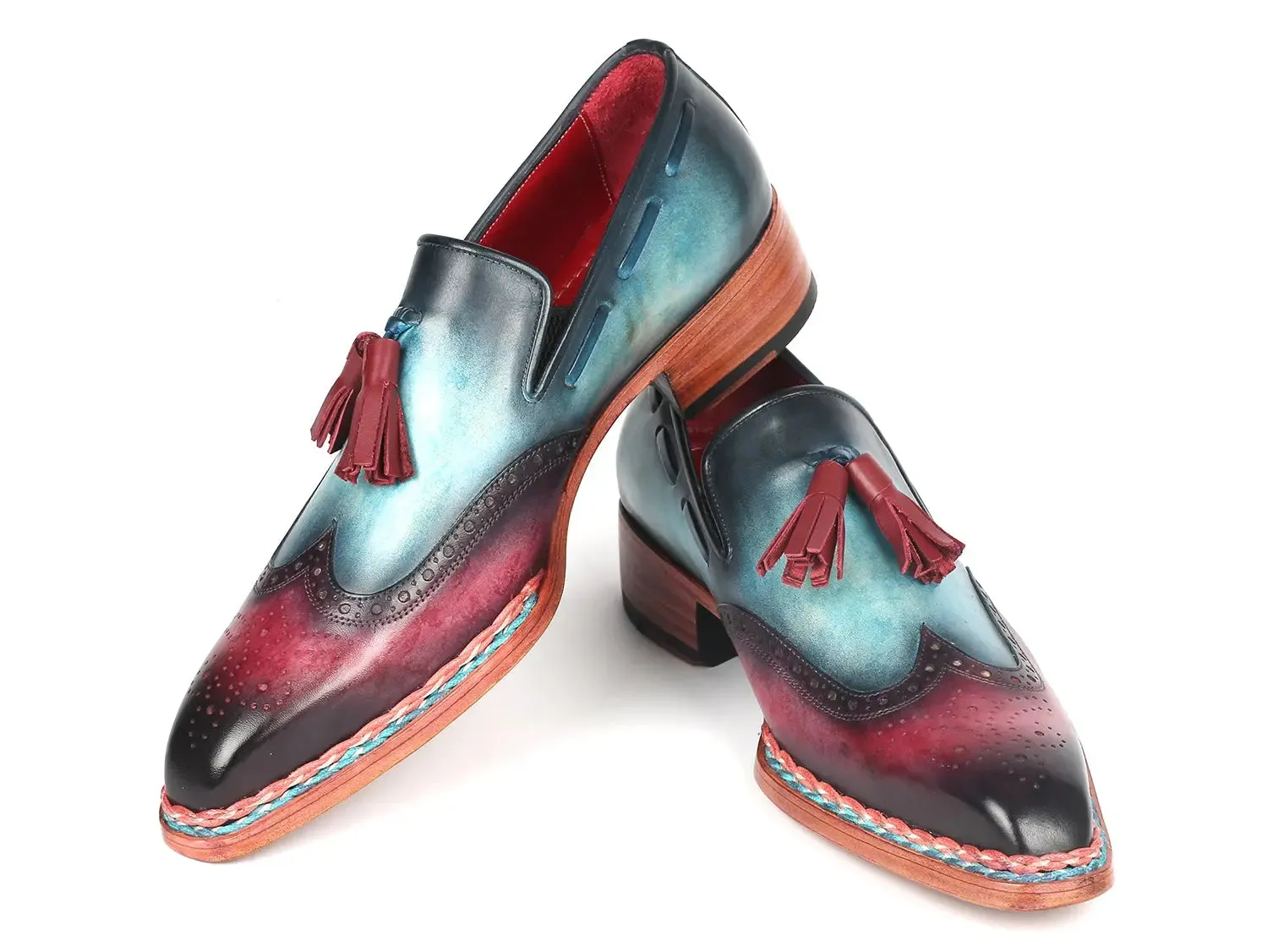 Paul Parkman Shoes Paul Parkman Norwegian Welted Tassel Loafers in Blue & Purple