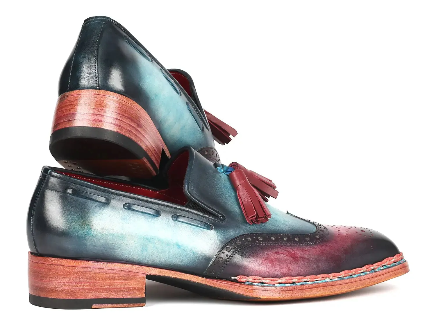 Paul Parkman Shoes Paul Parkman Norwegian Welted Tassel Loafers in Blue & Purple