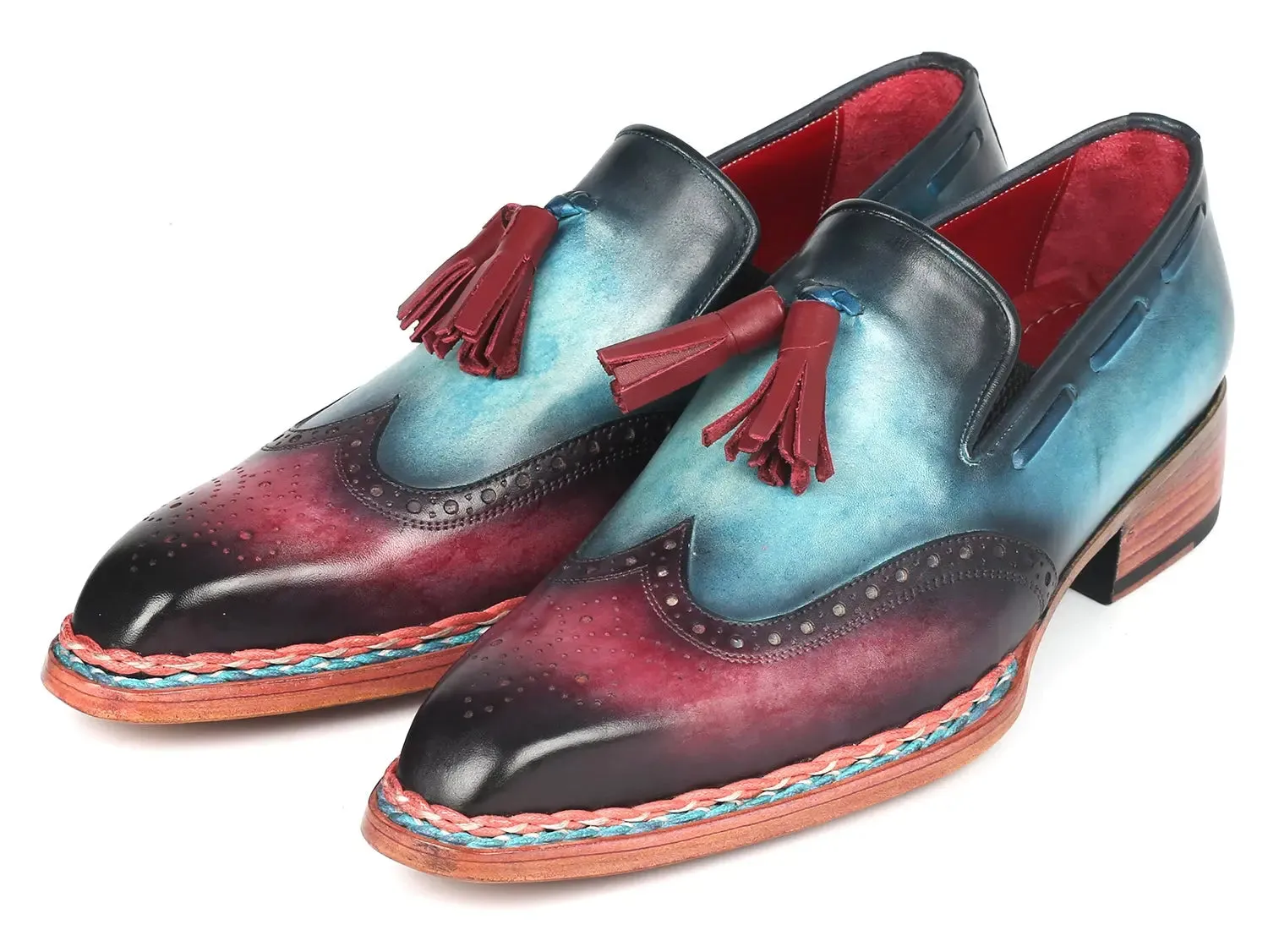 Paul Parkman Shoes Paul Parkman Norwegian Welted Tassel Loafers in Blue & Purple
