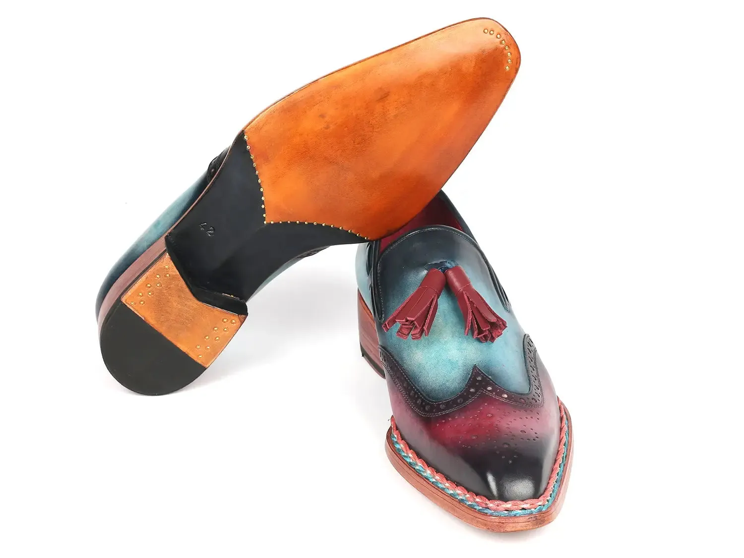 Paul Parkman Shoes Paul Parkman Norwegian Welted Tassel Loafers in Blue & Purple