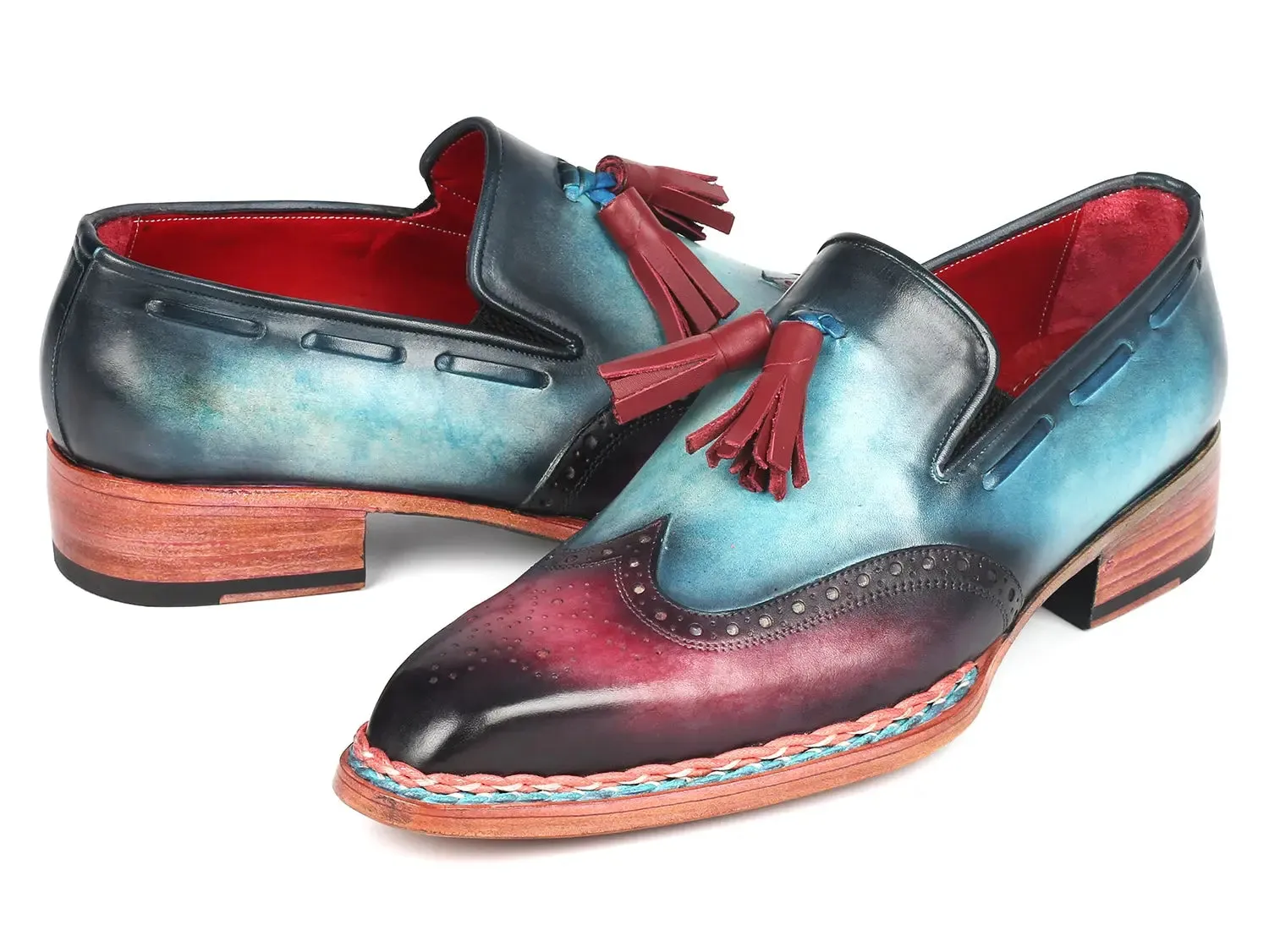 Paul Parkman Shoes Paul Parkman Norwegian Welted Tassel Loafers in Blue & Purple