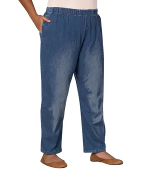 Plus Size Premium Wide Leg Denim Jeans In Medium Wash Denim