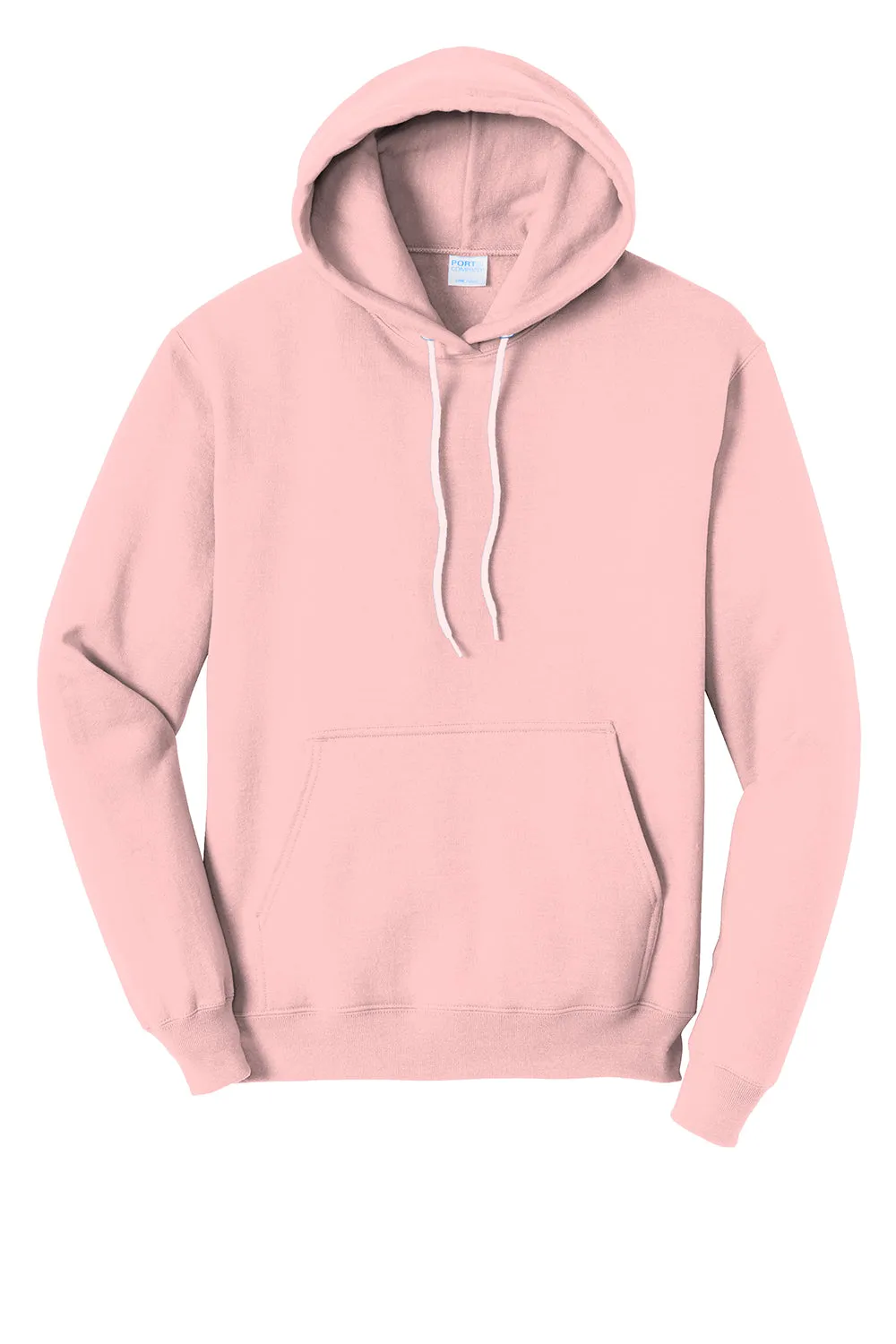 Port & Company Mens Core Pill Resistant Fleece Hooded Sweatshirt Hoodie w/ Pouch Pocket - Pale Blush Pink