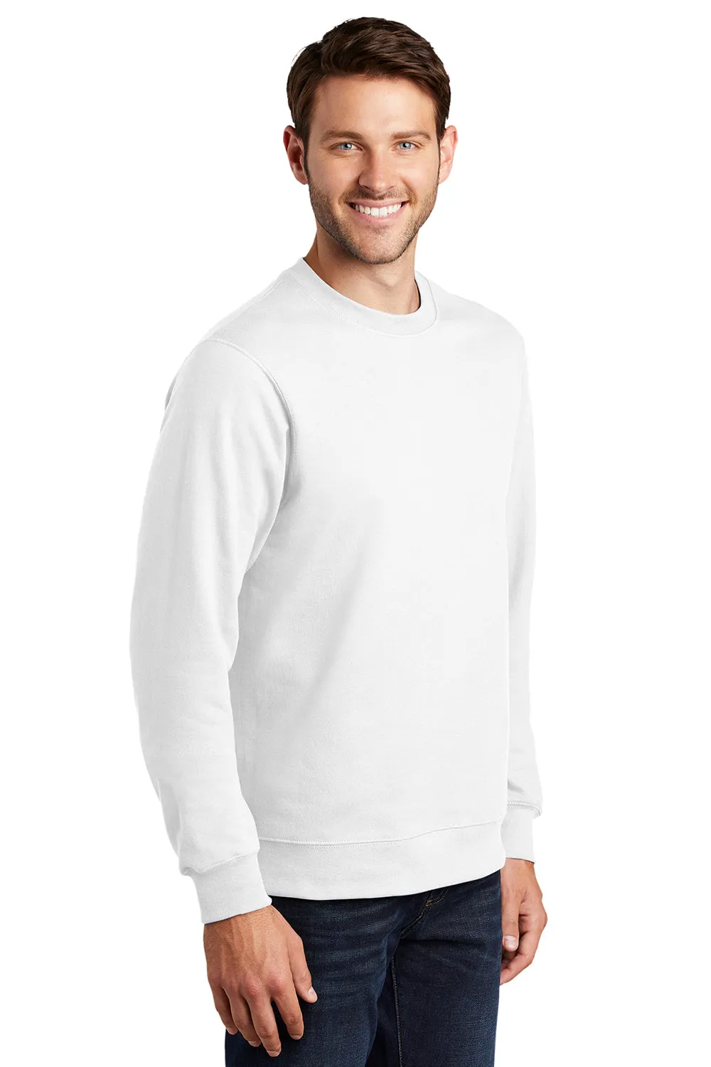 Port & Company Mens Fan Favorite Fleece Crewneck Sweatshirt - White