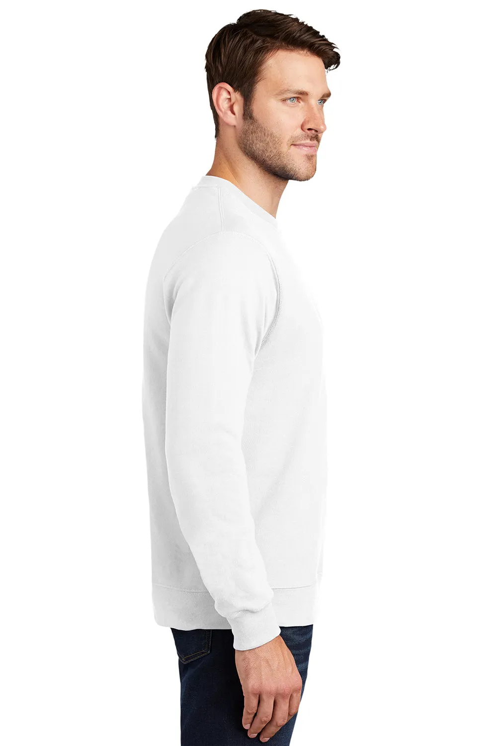 Port & Company Mens Fan Favorite Fleece Crewneck Sweatshirt - White
