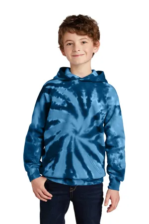 Port & Company Youth Tie-Dye Fleece Hooded Sweatshirt Hoodie w/ Pouch Pocket - Navy Blue