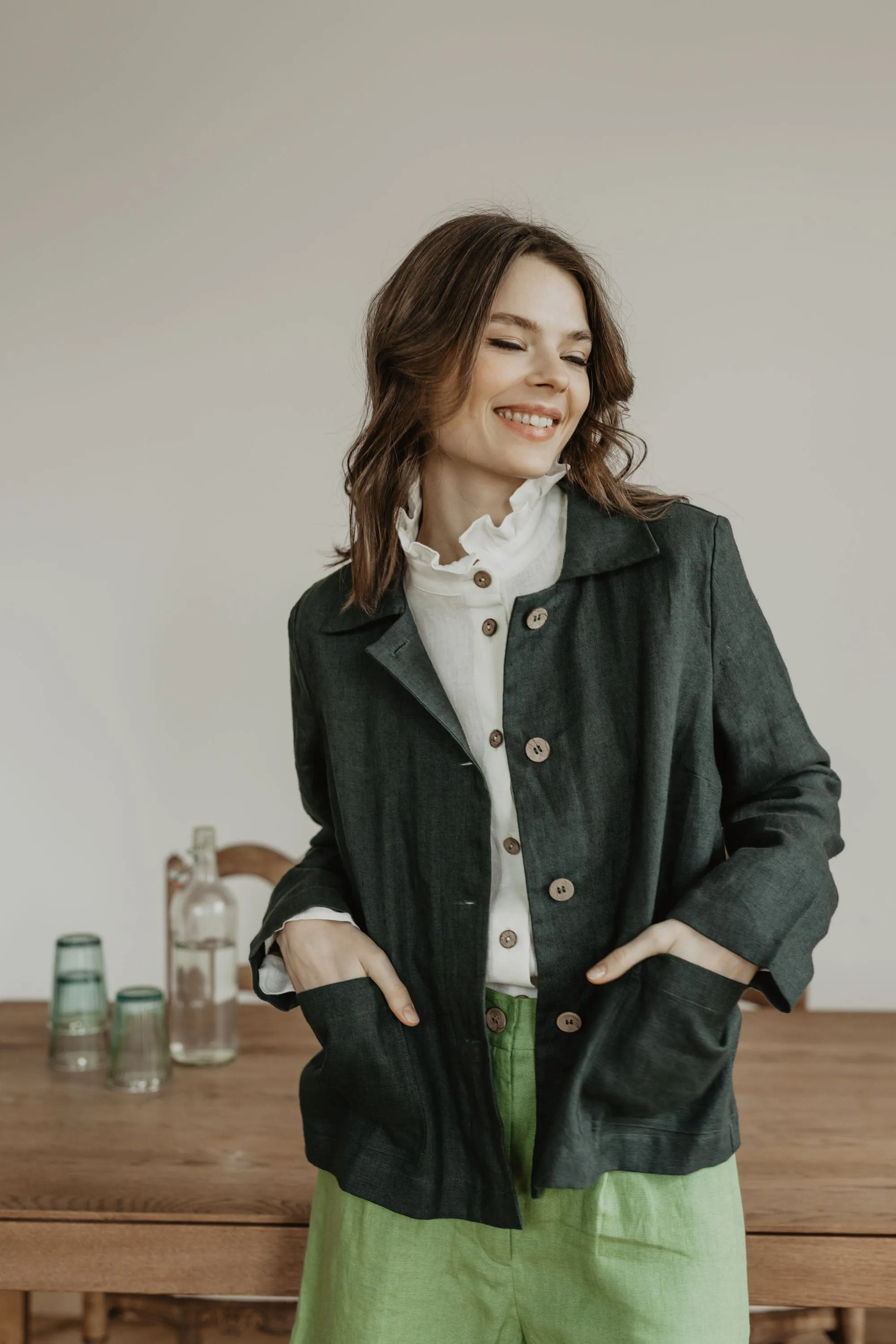 Preila Women's Linen Jacket | Multiple Colours