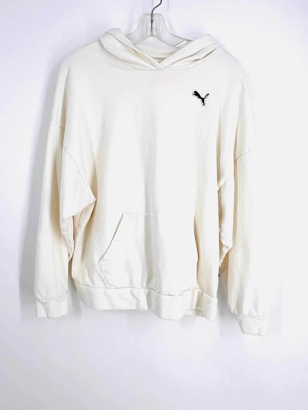 Puma Size L ? Cream Solid Activewear Hoodie